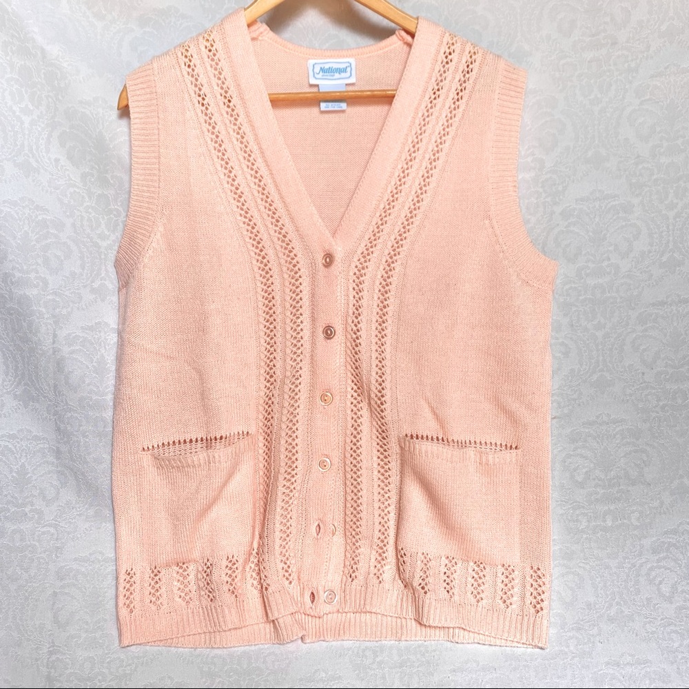 Vintage Oversized Pink Sweater Vest M Knit